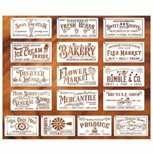 Farmhouse Stencils for Painting on Wood Kitchen Paint Stencils Flower Farm Vintage Sign Craft Stencils for Wood Burning Projects Reusable Wall Fabric Canvas (16 Farmhouse)