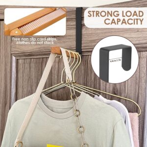 wekunro 2023 New Foldable Wood Over The Door Hooks - Wooden Foldable Coat Hooks, Over The Door Clothes Hanger Hooks, Quality Metal & Wood Material, for Hanging Towels, Clothes, Wreath and Bag (2PCS)