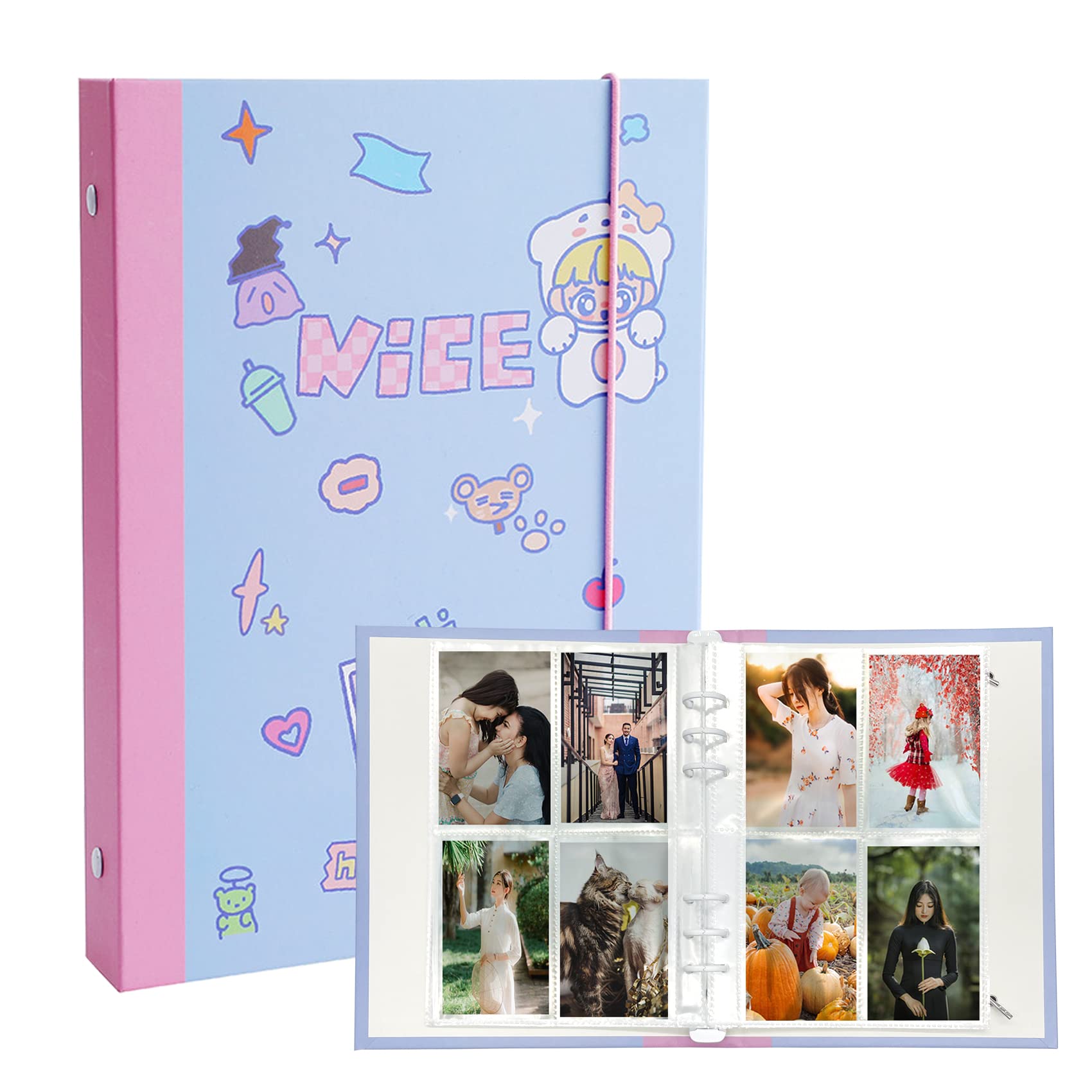 QiuchenYH A5 Binder Photocard Album with 25Pcs Inner Pages 3 Inch Photo Album Sleeves Kpop Photocard Holder Photocard Collect Book for Pictures Cards Storage Blue