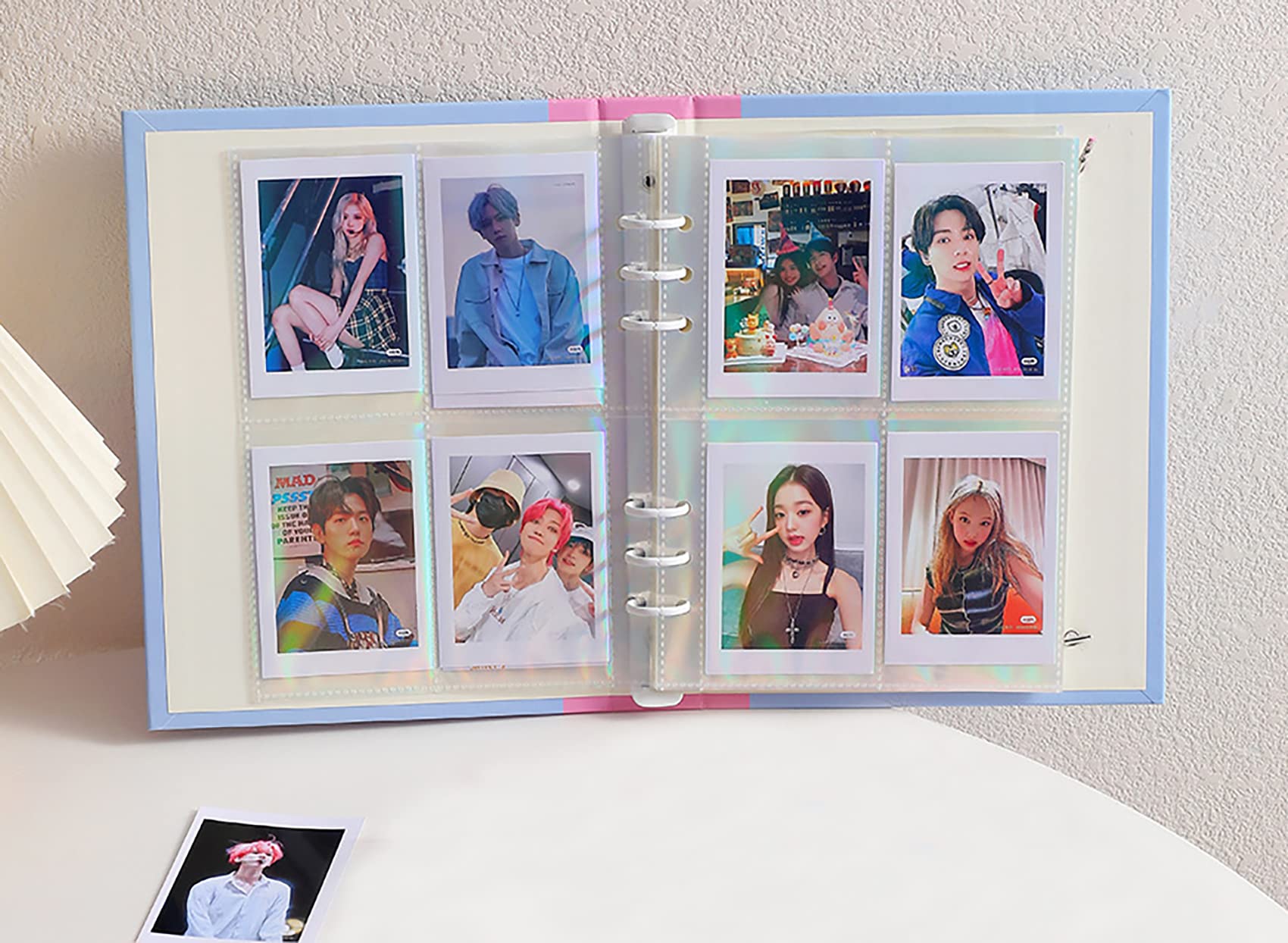 QiuchenYH A5 Binder Photocard Album with 25Pcs Inner Pages 3 Inch Photo Album Sleeves Kpop Photocard Holder Photocard Collect Book for Pictures Cards Storage Blue