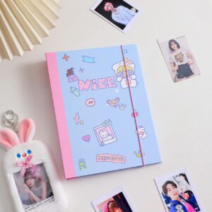 QiuchenYH A5 Binder Photocard Album with 25Pcs Inner Pages 3 Inch Photo Album Sleeves Kpop Photocard Holder Photocard Collect Book for Pictures Cards Storage Blue