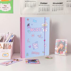 QiuchenYH A5 Binder Photocard Album with 25Pcs Inner Pages 3 Inch Photo Album Sleeves Kpop Photocard Holder Photocard Collect Book for Pictures Cards Storage Blue