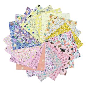 HANPATQUI 50PCS 8 x 8 inch Floral 100% Cotton Fat Quarters Fabric for Sewing and Quilting Bundles Precut Fabric Square for DIY Craft Patchwork…