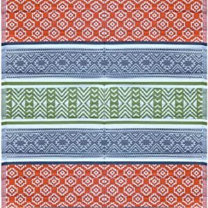 BalajeesUSA Outdoor Plastic Patio Rugs – 5x7 ft Green,Orange,Multipurpose,Woven Plastic Straw, All-Weather and Waterproof, Reversible Camper mat sports camp backyard picnic 711