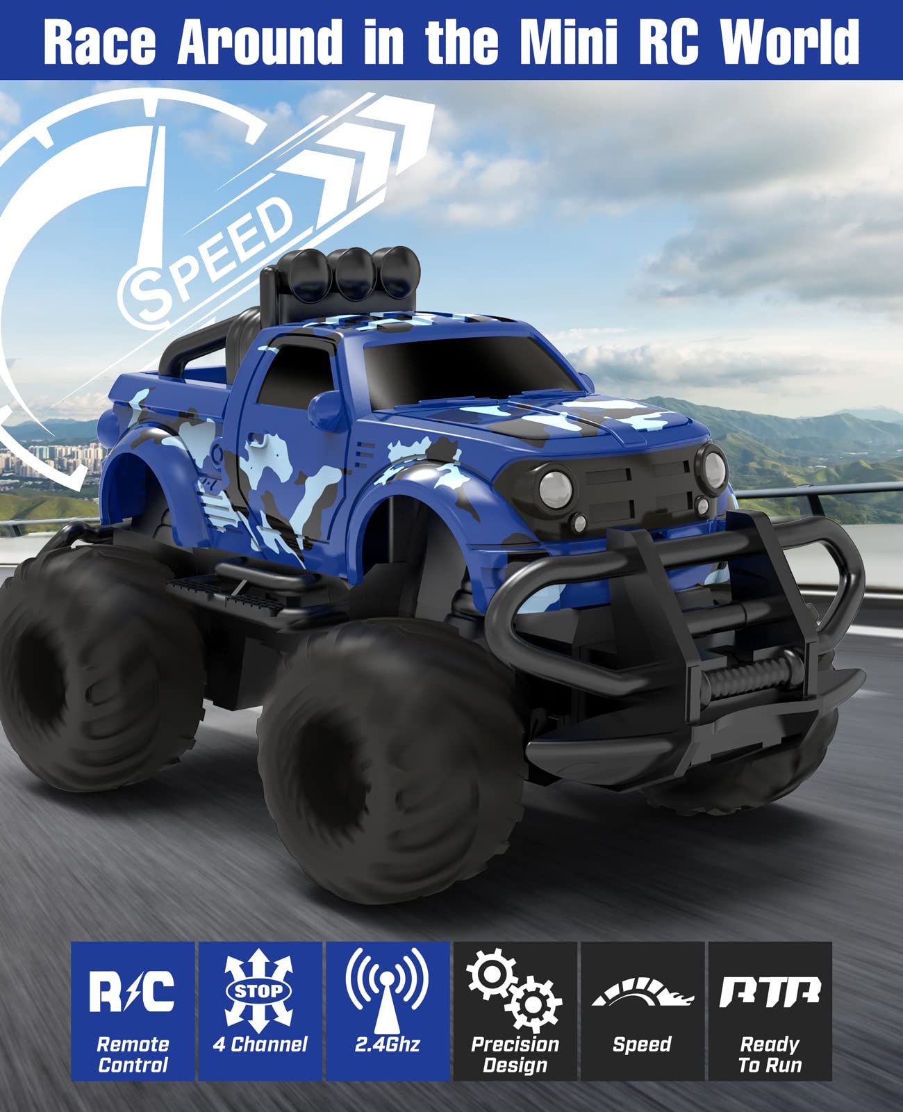 EHO Remote Control Car for Boys 3-5|4-7, Boys Toys Age 4-5 Racing Car with 2.4Ghz Monster Truck for Boys, 1/43 Mini Car Toy for 3 4 5 6 Years Old Boys Girls,Birthday Gifts Kids Toys