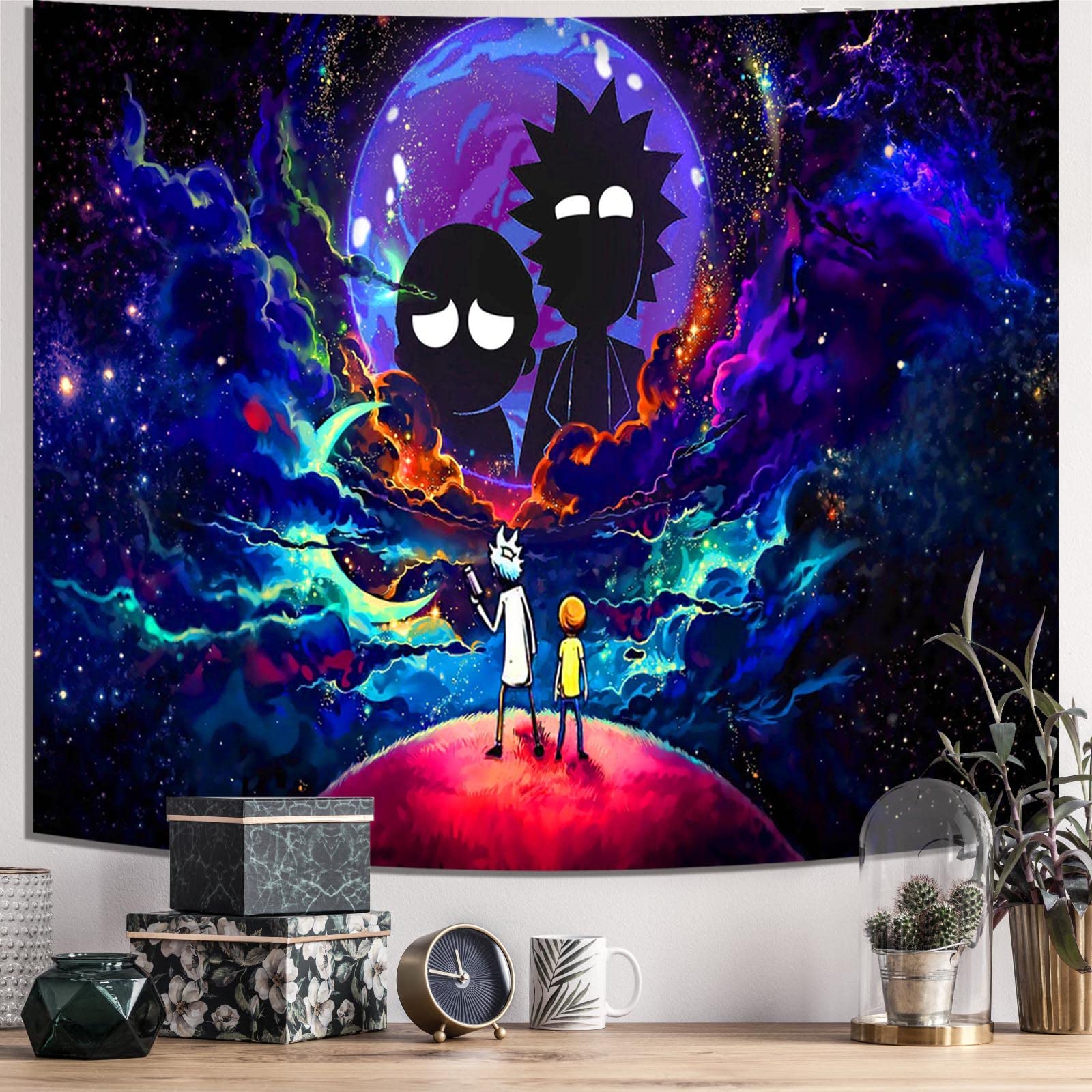 Trip-py Space Wall Tapestry Hippie Anime Poster for Bedroom Aesthetics Funny Galaxy Star Room Decor Flag Wall Hanging for Teen Girls Men Dorm Living Room (51''x60'')