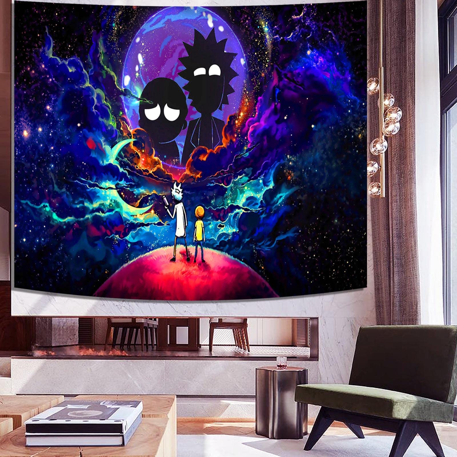 Trip-py Space Wall Tapestry Hippie Anime Poster for Bedroom Aesthetics Funny Galaxy Star Room Decor Flag Wall Hanging for Teen Girls Men Dorm Living Room (51''x60'')