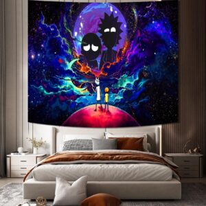 Trip-py Space Wall Tapestry Hippie Anime Poster for Bedroom Aesthetics Funny Galaxy Star Room Decor Flag Wall Hanging for Teen Girls Men Dorm Living Room (51''x60'')