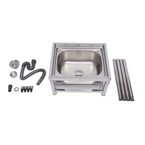 Commercial Kitchen Sink, Free Standing Stainless-Steel Single Bowl Restaurant Kitchen Sink, Prep & Utility Washing Hand Basin with Storage Shelve, Laundry tub for Indoor Outdoor