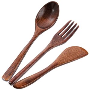 1 set wooden cutlery set tasting spoon condiments salt spoon travel spoon fork wooden tableware spoon fork utensil fork spoon tableware dinnerware