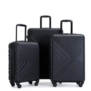 tripcomp luggage sets wear-resistance hardside lightweight suitcase double spinner wheels, tsa lock,two hooks, scratch-resistant carry-on, 3 piece set(20/24/28) (jet black)