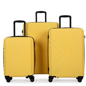 tripcomp luggage sets wear-resistance hardside lightweight suitcase double spinner wheels, tsa lock,two hooks, scratch-resistant carry-on, 3 piece set(20/24/28) (bright yellow)