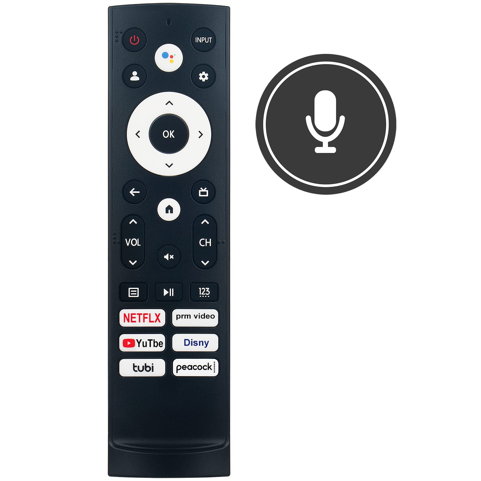 ERF3M90H Replace Voice Remote Applicable for Hisense Android TV 55U75H 75U75H 55U8H 65U7H 65U8H 55U7H 65U75H 75U7H 85U7H 75U8H 43A6H 50A6H 55A6H 65A6H 75A6H 43A68H 43A65K 50A65K 55A65K 65A65K 75A65K