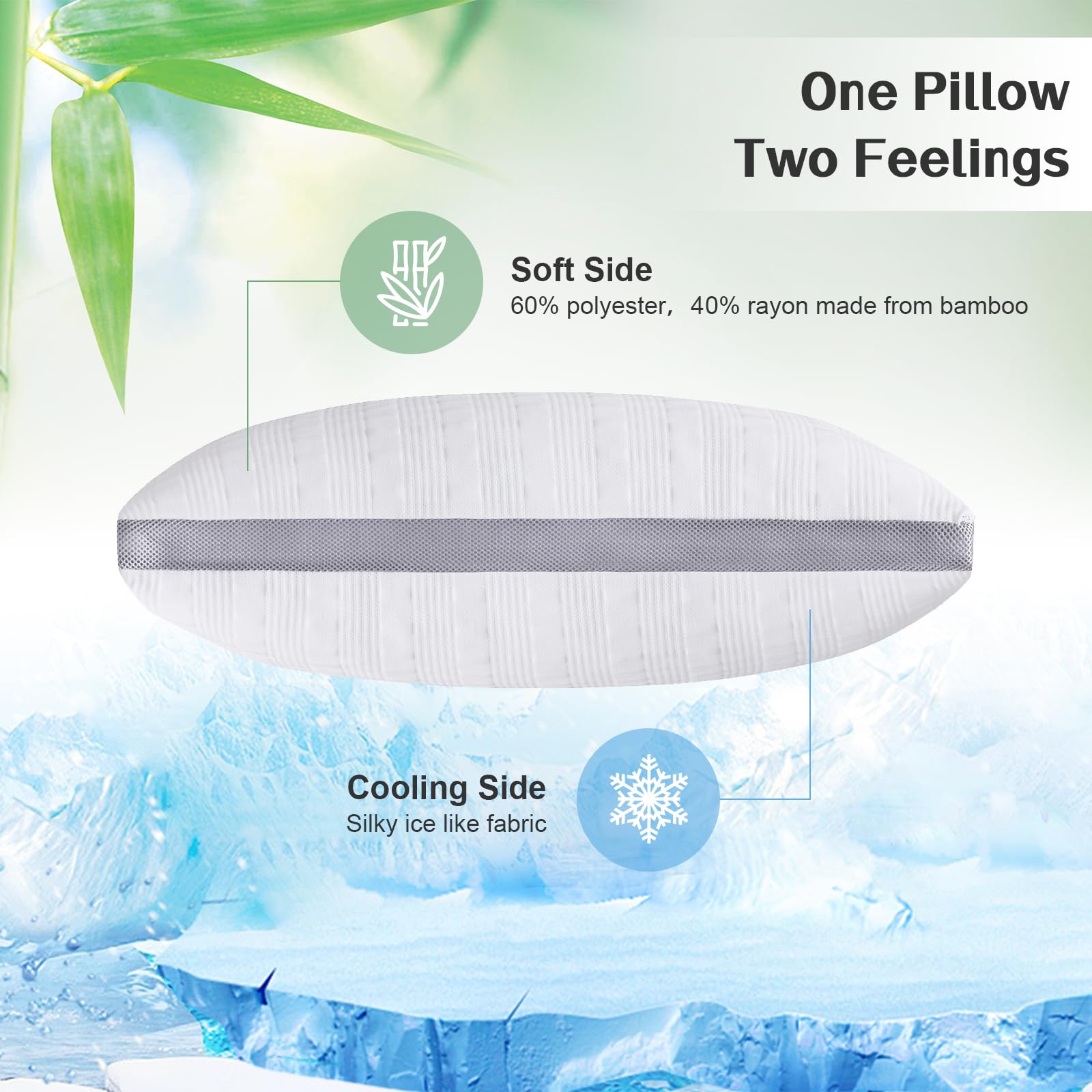 Meoflaw Cooling Pillows Body Size,Shredded Memory Foam Bed Pillows for Sleeping, Supportive Body Pillows for Back & Side Sleepers,Adjustable Pillows Body Size with Washable Removable Cover