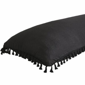 black body pillow cover boho body pillowcase with pocket closure shabby chic tassel fringed bohemian bedroom decor decorative pillowcases for sofa bed(body, black)