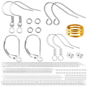 stainless steel earring hooks - 420 pcs hypoallergenic earring making findings parts jewelry diy supplies kits, with earring backs stoppers & jump ring