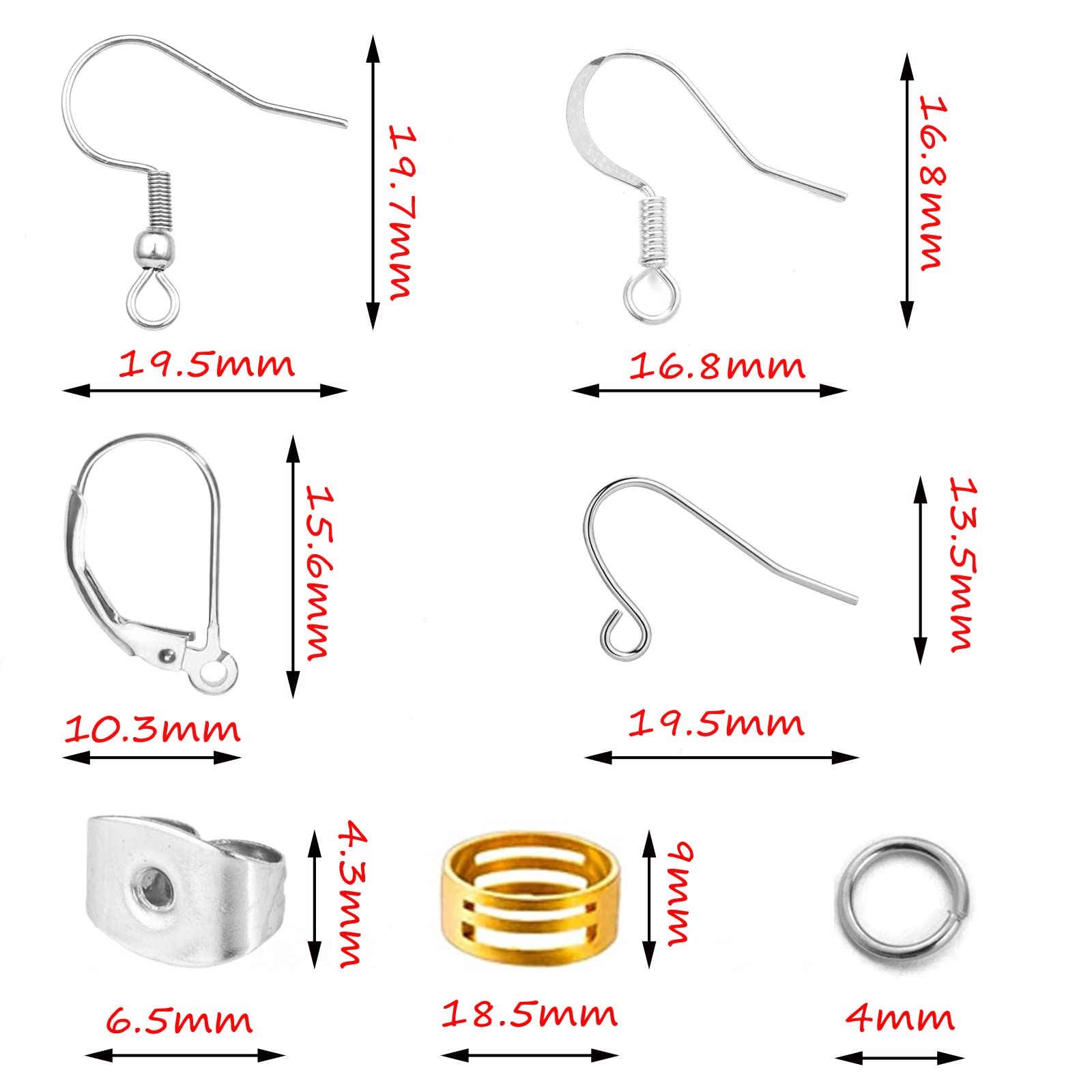 Stainless Steel Earring Hooks - 420 pcs Hypoallergenic Earring Making findings Parts Jewelry DIY Supplies Kits, with Earring Backs stoppers & Jump Ring