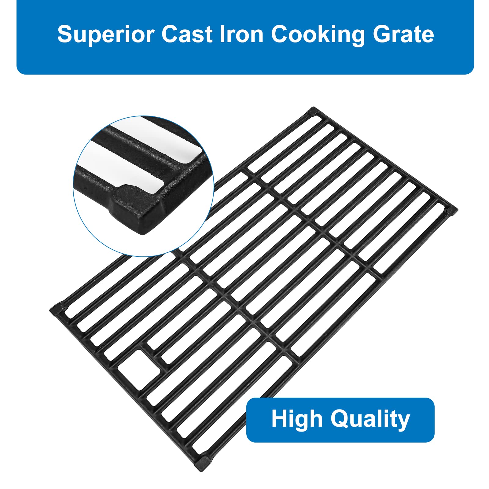 Uniflasy Cast Iron Cooking Grates for Monument 24367,35633,17842, 24633, 13892,41847NG,14733,27592,38667,Denali 405,Denali 425 4-Burner Gas Grill,Cooking Grid Replacement Part Kit 97888,3 Pack