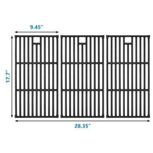 Uniflasy Cast Iron Cooking Grates for Monument 24367,35633,17842, 24633, 13892,41847NG,14733,27592,38667,Denali 405,Denali 425 4-Burner Gas Grill,Cooking Grid Replacement Part Kit 97888,3 Pack