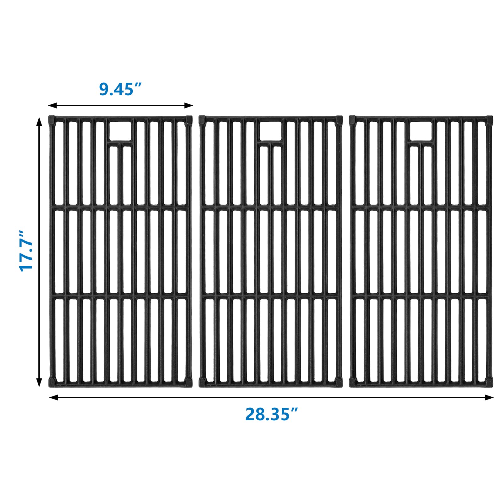 Uniflasy Cast Iron Cooking Grates for Monument 24367,35633,17842, 24633, 13892,41847NG,14733,27592,38667,Denali 405,Denali 425 4-Burner Gas Grill,Cooking Grid Replacement Part Kit 97888,3 Pack