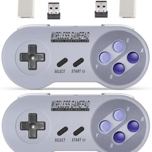 Wireless Controller for Mini SNES (Classic Edition, Only Works with Original Mini SNES Gamepad with USB Wireless Receiver Compatible with Switch, Windows,iOS,Liunx,Android Device (2 Packs)