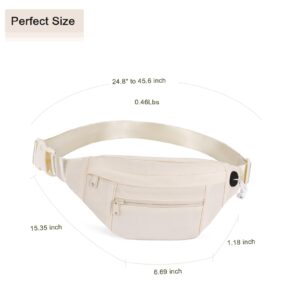 Telena Crossbody Fanny Pack for Women Men Fashion Waist Pack Belt Bag with 4-Zipper Pockets for Hiking Running Travel, Beige