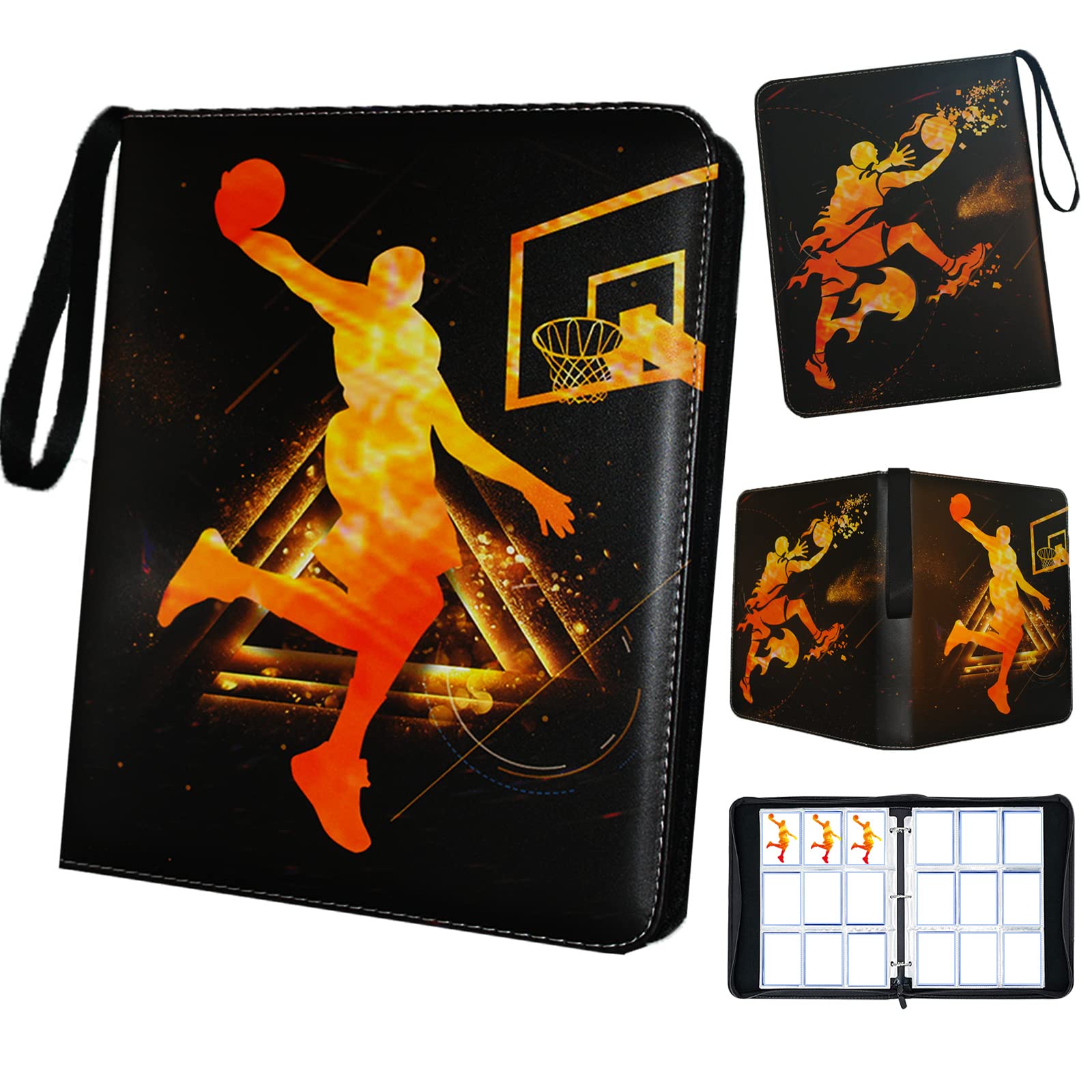 Basketball Cards Binder 900 Pockets, Trading Cards Holder Card Collectors Album,Trading Card Binder 9 Pocket with 50 Removable Sleeves for Basketball Card and Sports Card