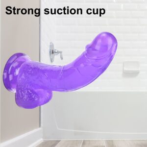 8.6 Inch Realistic Dildo, with Strong Suction Cup for Hands-Free Play, Shaft and Balls Lifelike Fake Penis, G Spot Stimulator, Adult Sex Toys for Women and Couple (Purple)