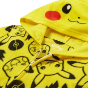 Pokemon Boy's Fleece Pikachu One Piece Pajama Union Suit, Yellow, 12-14