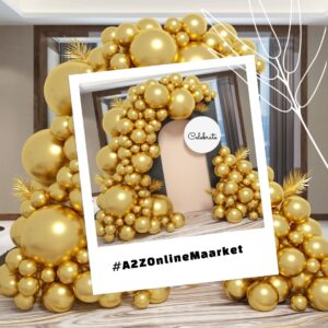 a2zonlinemaarket 100 pcs balloons different sizes 12/10/5 inch latex balloon garland arch kit for birthday baby shower wedding bridal shower balloon party decoration (chrome gold)