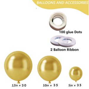 A2ZOnlineMaarket 100 Pcs Balloons Different Sizes 12/10/5 Inch Latex Balloon Garland Arch Kit for Birthday Baby Shower Wedding Bridal Shower Balloon Party Decoration (Chrome Gold)