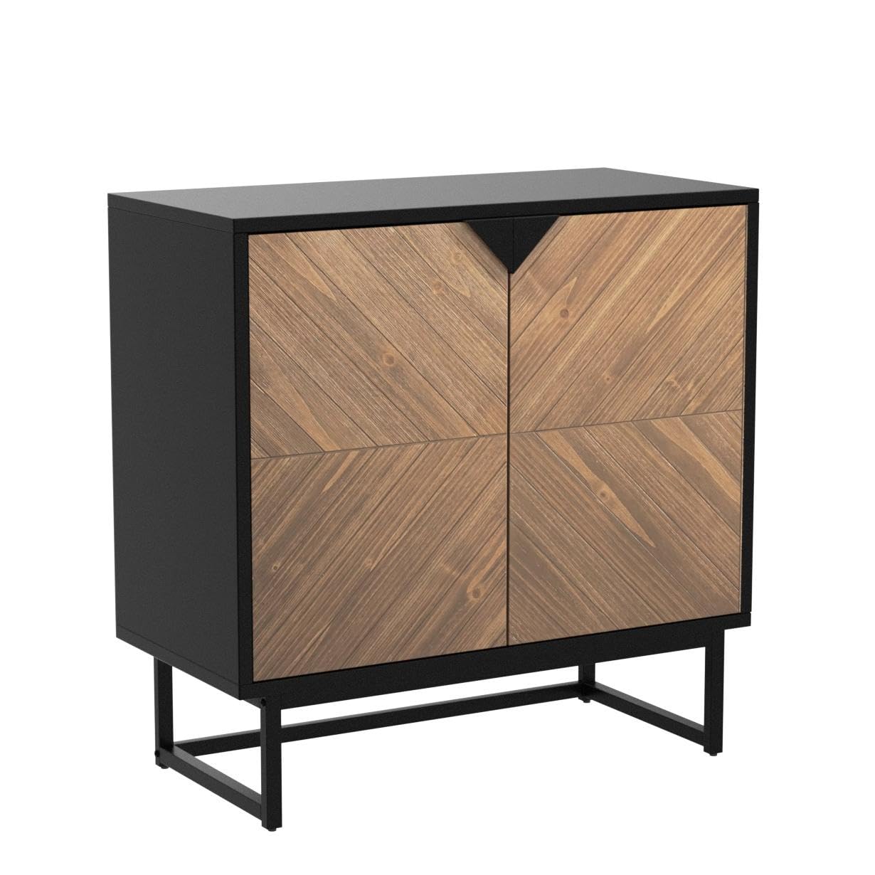 Nathan James Wood Accent Modern Free Standing Buffet Sideboard Hallway, Entryway, Dining Living Room, 1 Storage Cabinet, Enloe - Walnut Brown/Black