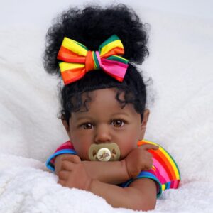 jizhi reborn baby dolls black with lifelike soft body african american realistic-newborn girl doll 22 inch best birthday gift set and toy accessories gift for kids age 3