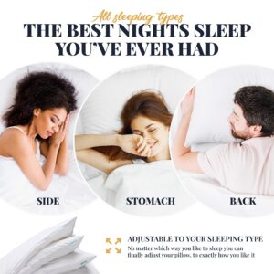 EverSnug Adjustable Layer Pillows for Sleeping - Set of 2, Cooling, Luxury Pillows for Back, Stomach or Side Sleepers (Standard (Pack of 2))