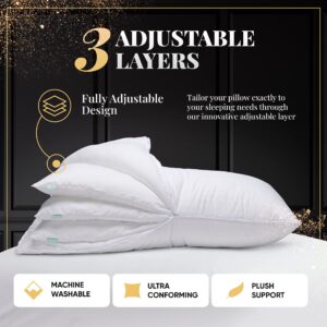 EverSnug Adjustable Layer Pillows for Sleeping - Set of 2, Cooling, Luxury Pillows for Back, Stomach or Side Sleepers (Standard (Pack of 2))