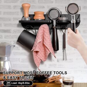 Espresso Tamper Holder Station Laelr Wall Mounted Coffee Station Organizer Coffee Distributor & Tamper 54mm/2.1'' Portafilter Storage Wall Shelf Espresso Accessories Organizer Rack for Bar Home Office