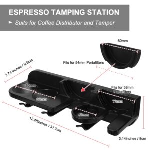 Espresso Tamper Holder Station Laelr Wall Mounted Coffee Station Organizer Coffee Distributor & Tamper 54mm/2.1'' Portafilter Storage Wall Shelf Espresso Accessories Organizer Rack for Bar Home Office