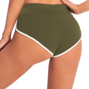 SweatyRocks Women's Sporty Elastic Waist Contrast Binding Mini Biker Shorts Army Green XS