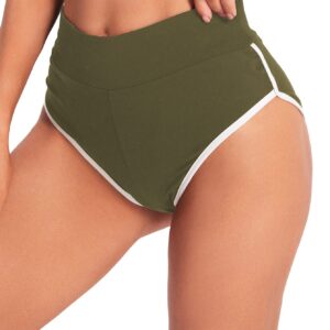 SweatyRocks Women's Sporty Elastic Waist Contrast Binding Mini Biker Shorts Army Green XS