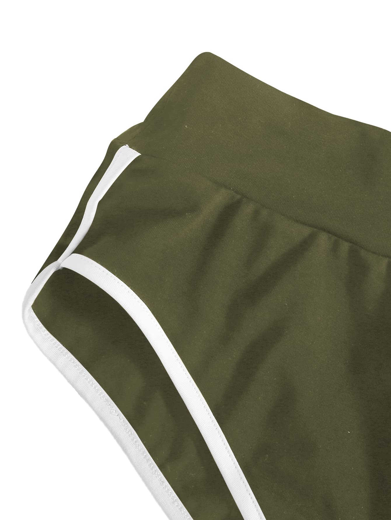 SweatyRocks Women's Sporty Elastic Waist Contrast Binding Mini Biker Shorts Army Green XS