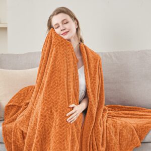 inhand Fall Throw Blanket, Super Soft Fuzzy Blanket for Couch Sofa Bed Office, Cozy Plush Fleece Blanket Throw Size, Washable Lightweight Flannel Blankets Throw for All Season(50”x60”,Rust)