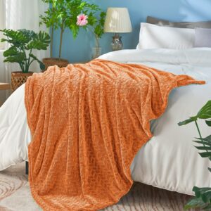 inhand Fall Throw Blanket, Super Soft Fuzzy Blanket for Couch Sofa Bed Office, Cozy Plush Fleece Blanket Throw Size, Washable Lightweight Flannel Blankets Throw for All Season(50”x60”,Rust)