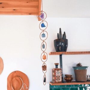 7 Chakra Stones Healing Crystals Wall Hanging, Gemstone Wall Hanger Decor Feng Shui Hanging Pendant Window Hanging Ornament for Good Luck Reiki Yoga Meditation Protection Mothers Day