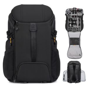 tarion large camera backpack bag - large photo backpack with 𝐃𝐮𝐚𝐥-𝐒𝐢𝐝𝐞 𝐎𝐩𝐞𝐧𝐢𝐧𝐠 15.6" laptop sleeve waterproof raincover dslr backpack for outdoor photography hiking travel black hx-l