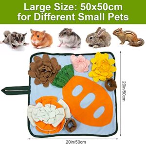 Adpartner Rabbit Foraging Mat Bunny Toys, 20"x20" Rabbit Snuffle Mat Interactive Feeding Game, Washable Bunny Hay Feeder Treat Dispenser Foraging Toys for Rabbits Guinea Pigs Chinchillas Ferrets