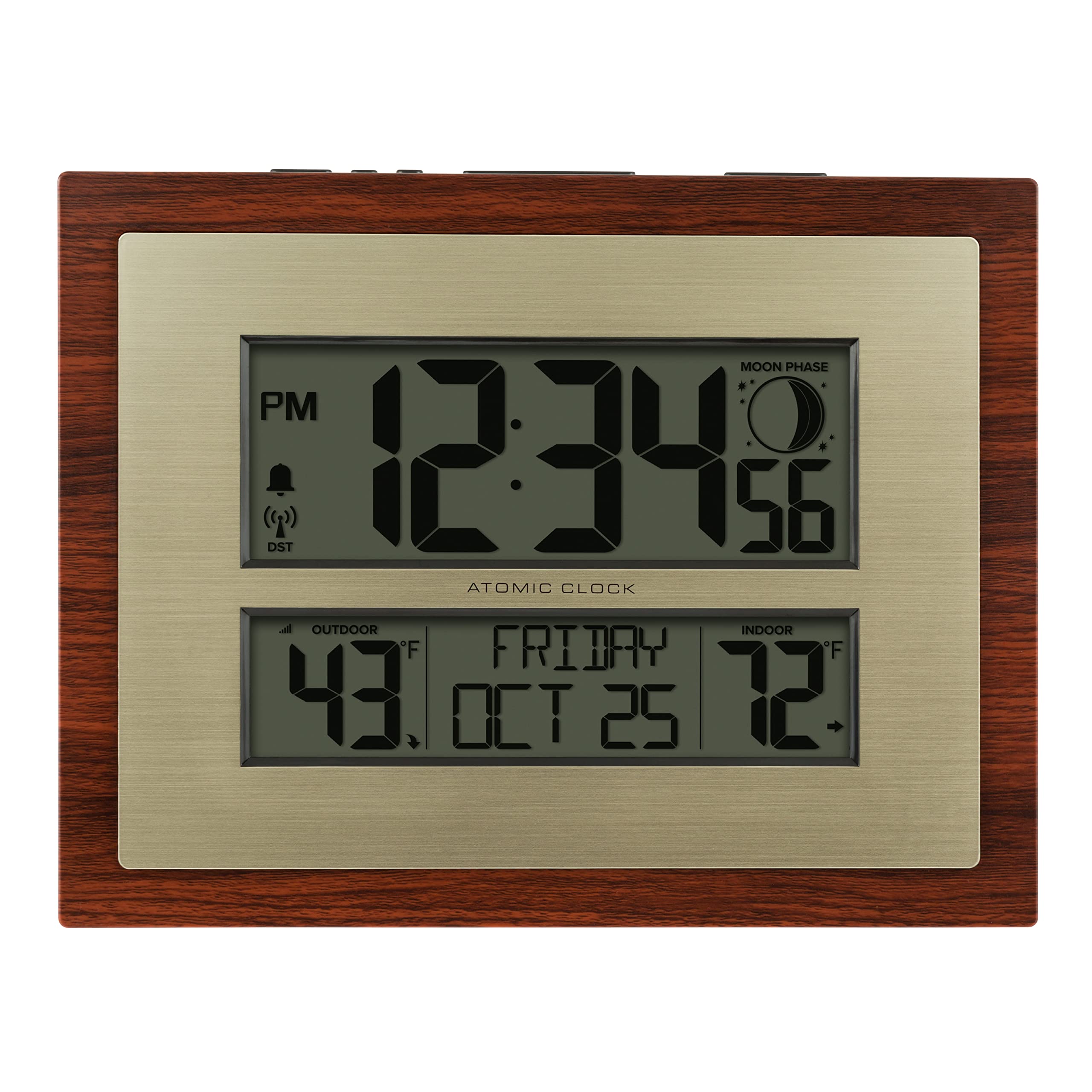 La Crosse Technology 513-23137-INT Atomic Digital Clock with Moon Phase & Calendar