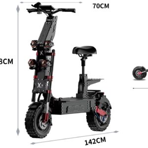 Electric Scooter, Adult high Power Dual Motor Professional Folding Off Road 14inch Fat tire Large Two Wheeled Vehicle,OBARTER X7,8000W 60AH60V,Ideal Condition Speed 56MPH,Range 125 Miles (with seat)