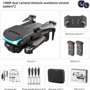 Mini Drone for Adults Beginners with 1080P HD FPV Camera, RC Quadcopter Camera Drone with Altitude Hold, One Key Landing, Obstacle Avoidance, Speed Adjustment, Headless Mode, 3D Flips, 2 Batteries