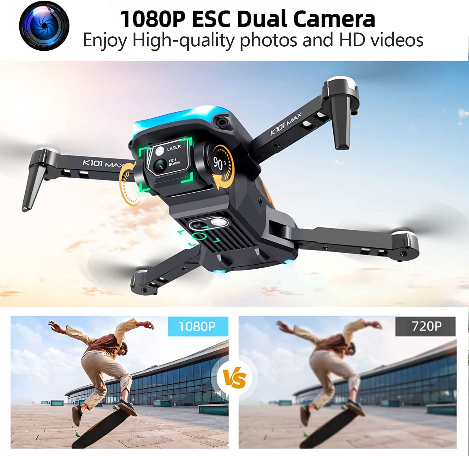 Mini Drone for Adults Beginners with 1080P HD FPV Camera, RC Quadcopter Camera Drone with Altitude Hold, One Key Landing, Obstacle Avoidance, Speed Adjustment, Headless Mode, 3D Flips, 2 Batteries