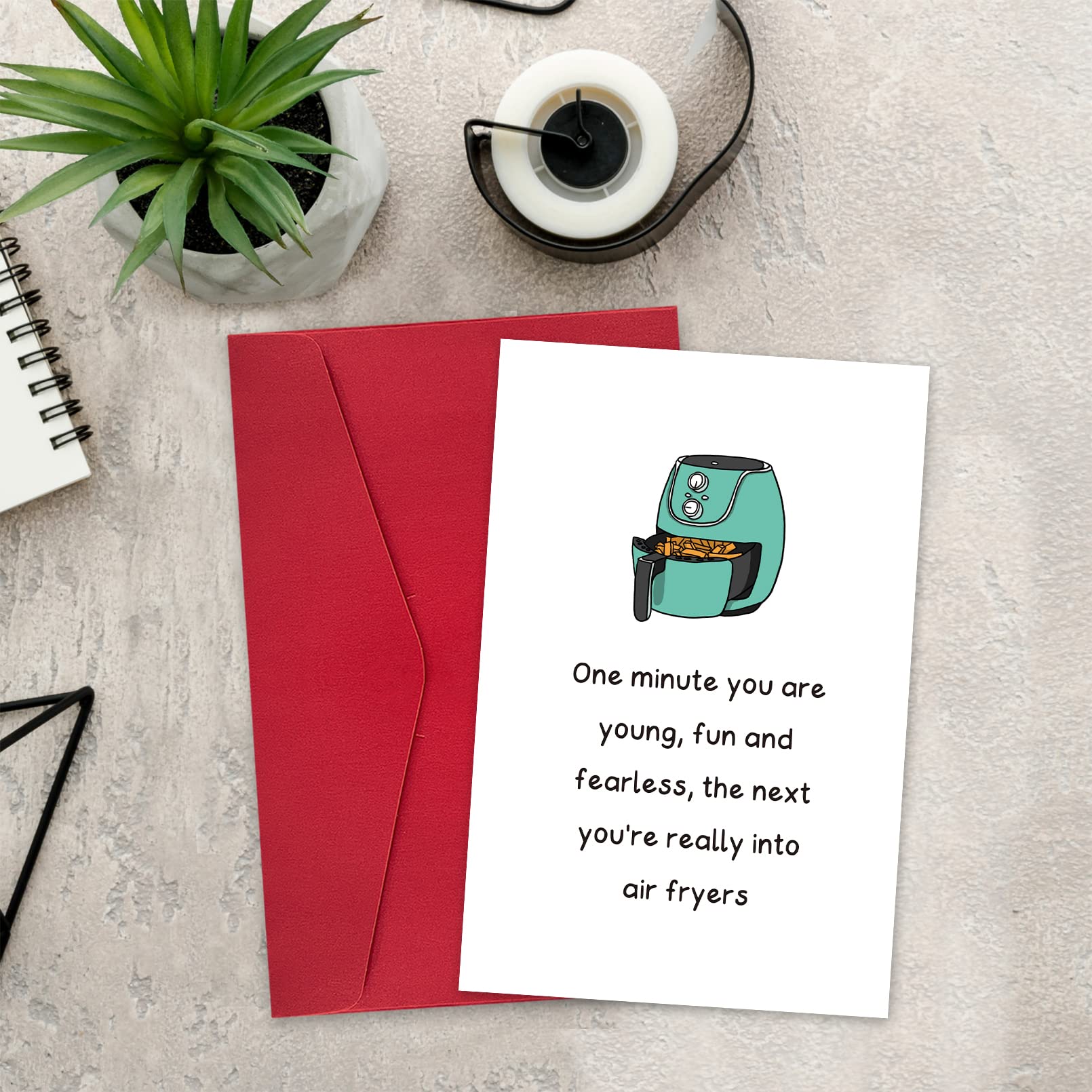 Funny Card for Her Birthday, Unique Air Fryer Bday Card for Woman Friend Sister, One Minute You Are Young, Fun